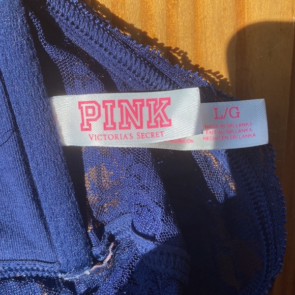 🦋 Victoria’s Secret PINK, Size Large, Color Blue, Floral Pattern, Lace Bandeau - Picture 2 of 7
